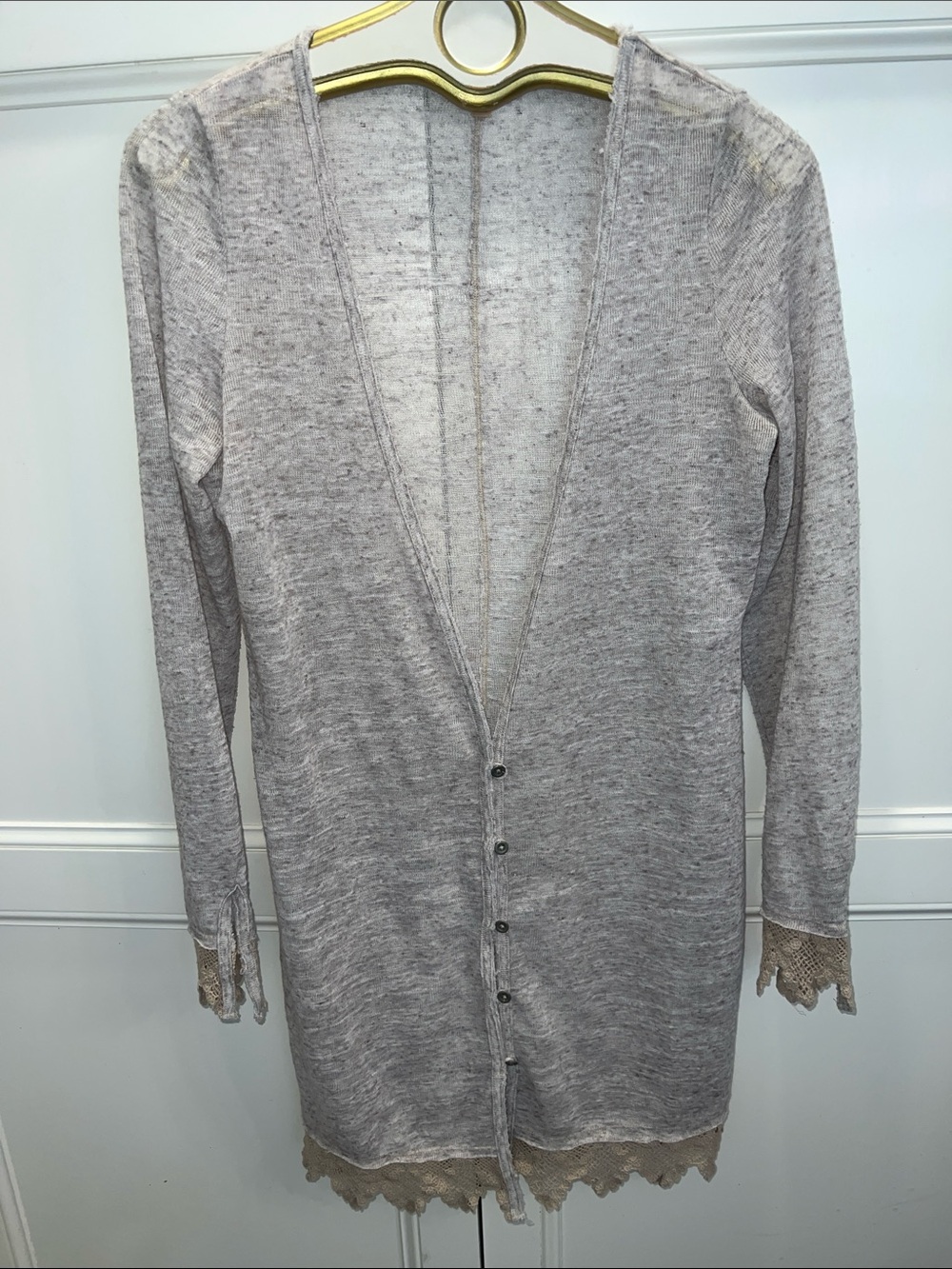 Free People Cardigan 💄💋Lace-Trim Long Boho